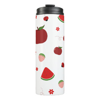 Cute Fruit Pattern Travel Mug | Apple Watermelon S
