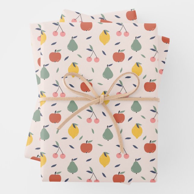 Cute Fruit Pattern Wrapping Paper Sheets (In situ)