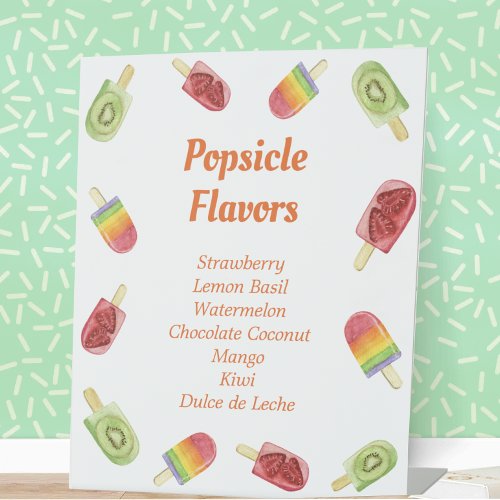 Cute Fruit Popsicle Flavors Summer Party Pedestal Sign