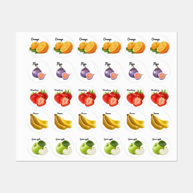Cute Fruit Stickers Fun Designs for School Labels (Sheet)