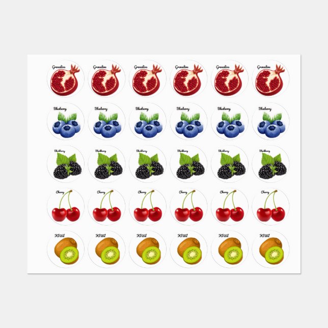 Cute Fruit Stickers Fun Designs School Labels (Sheet)