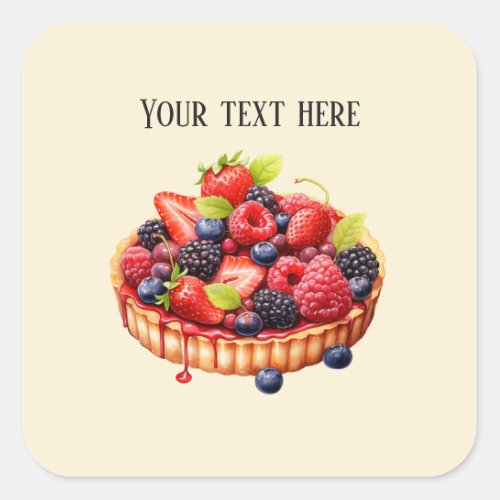 Cute fruit tart add message square sticker