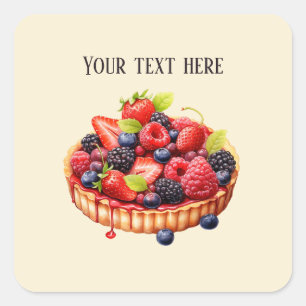 Cute fruit tart add message square sticker