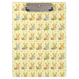 Cute Fruit Teddy Bear and Baskets Clipboard