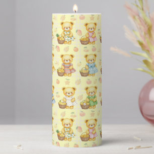 Cute Fruit Teddy Bear and Baskets Pillar Candle