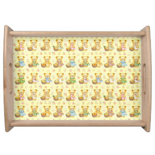 Cute Fruit Teddy Bear and Baskets Serving Tray