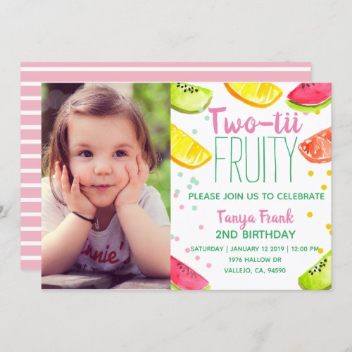 Cute fruit theme kid 2nd birthday party invited invitation