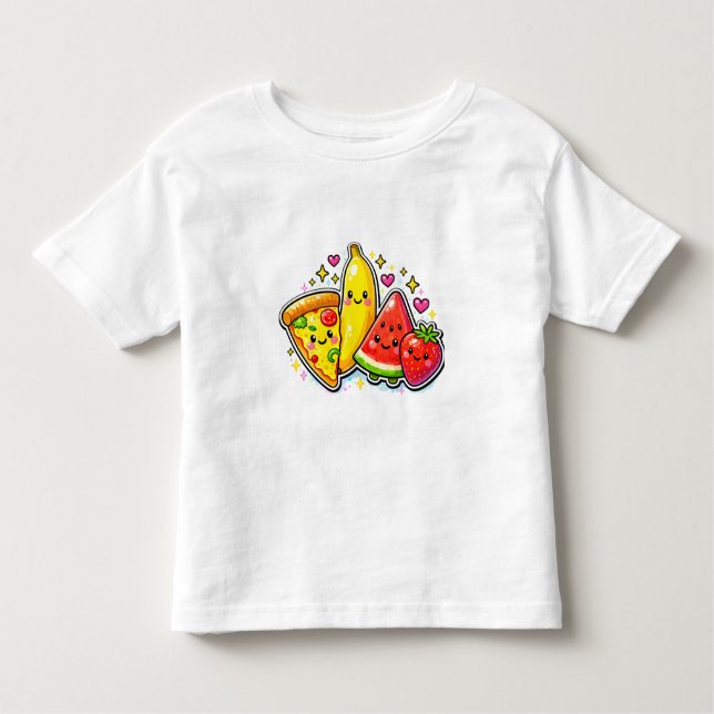 Cute Fruits and Pizza Y2K Toddler T-Shirt (Front)