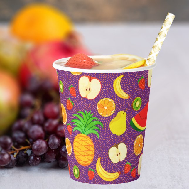 Cute Fruits Pattern Healthy Funny Colorful Juice Paper Cups (Creator Uploaded)