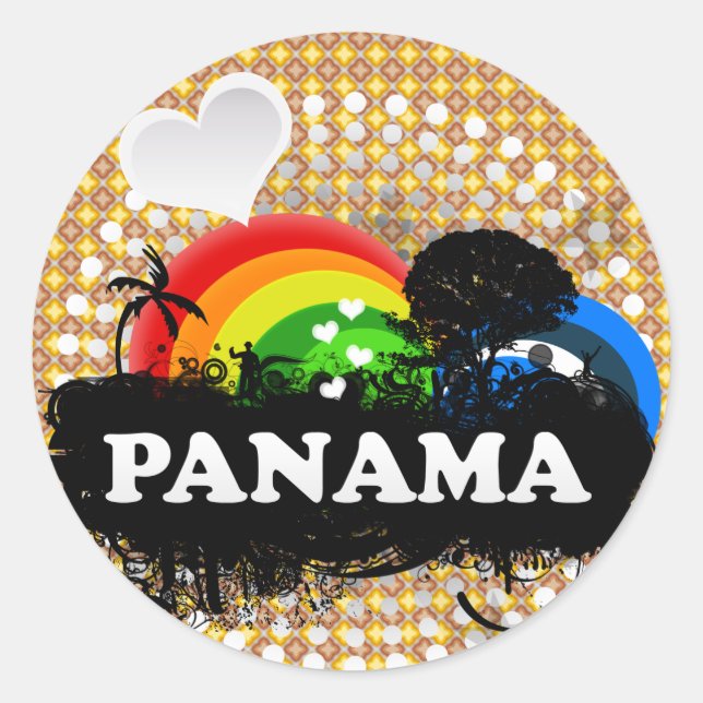 Cute Fruity Panama Classic Round Sticker (Front)