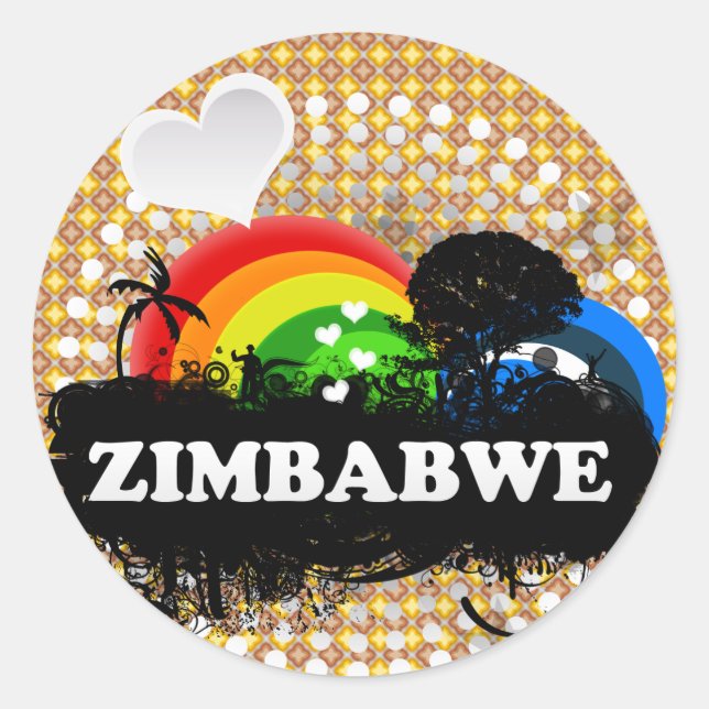 Cute Fruity Zimbabwe Classic Round Sticker (Front)