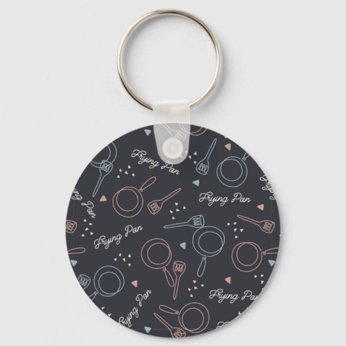 cute frying pan cooking tools pattern art keychain