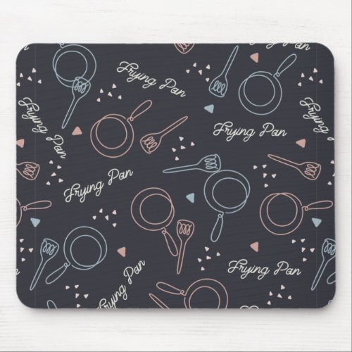 cute frying pan cooking tools pattern art mouse pad
