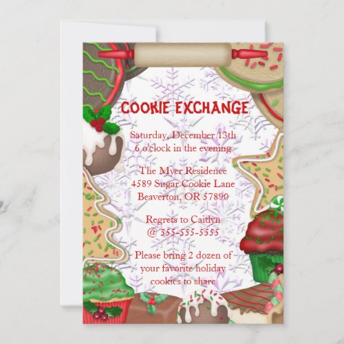 Cute Fudge  Sugar Cookie Exchange Holiday Invite