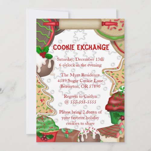 Cute Fudge  Sugar Cookie Exchange Holiday Invite