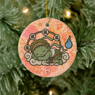 Cute Fujin Japanese Ornament   Wind God Mythology 