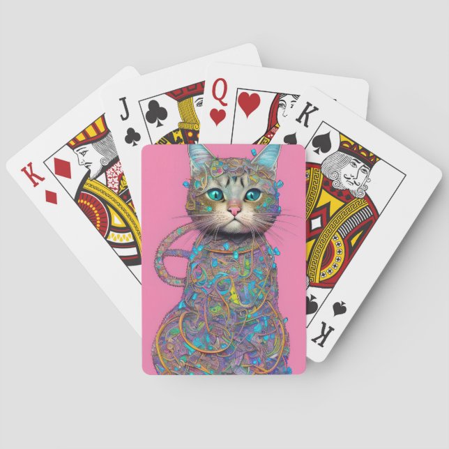 Cute Full Body Cat Hyper Poker Cards (Back)