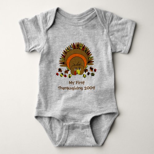 Cute Full Color Turkey Baby Bodysuit