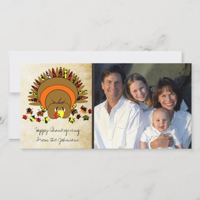 Cute Full Color Turkey Holiday Card (Front)