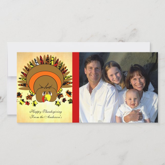 Cute Full Color Turkey Holiday Card (Front)