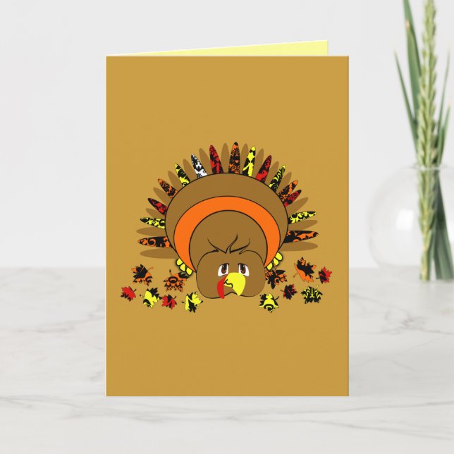 Cute Full Color Turkey Holiday Card (Front)