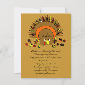 Cute Full Color Turkey Invitation