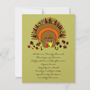 Cute Full Color Turkey Invitation