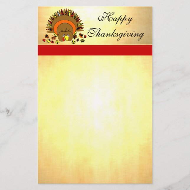 Cute Full Color Turkey Stationery (Front)