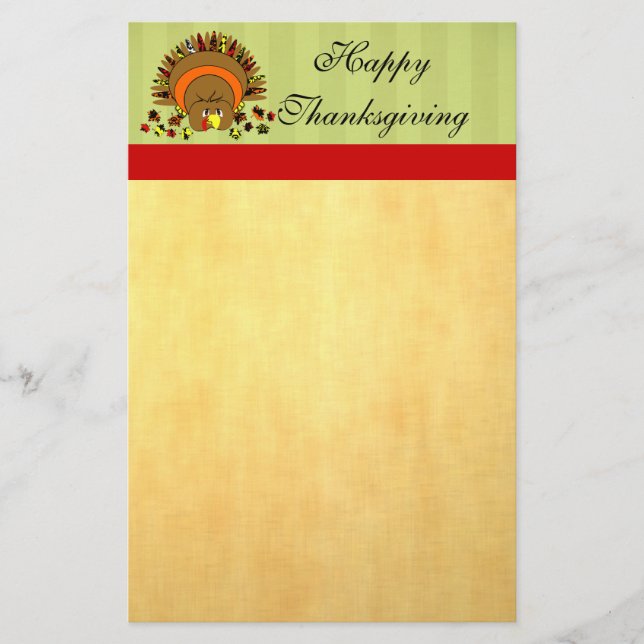Cute Full Color Turkey Stationery (Front)