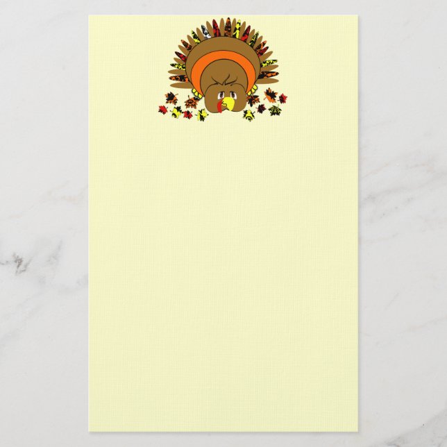 Cute Full Color Turkey Stationery (Front)