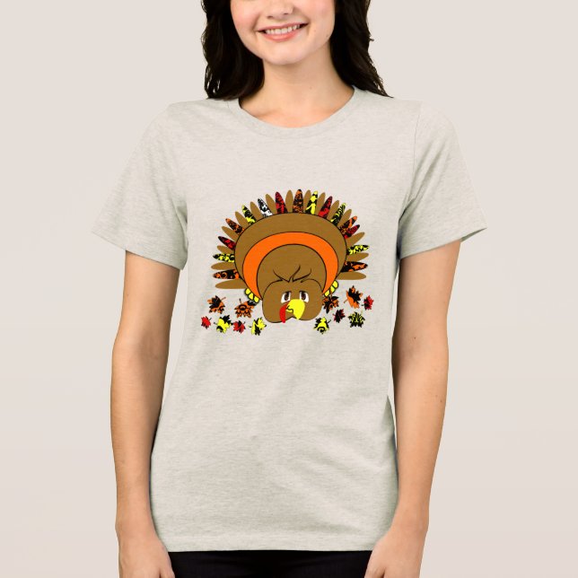 Cute Full Color Turkey Tri-Blend Shirt (Front)