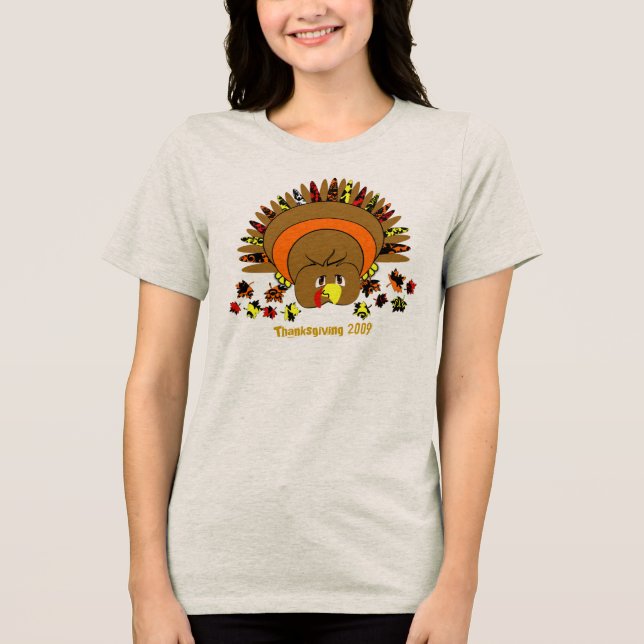 Cute Full Color Turkey Tri-Blend Shirt (Front)