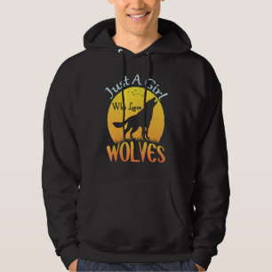 Cute Full Moon Wolf Just A Girl Who Loves Wolv Hoodie