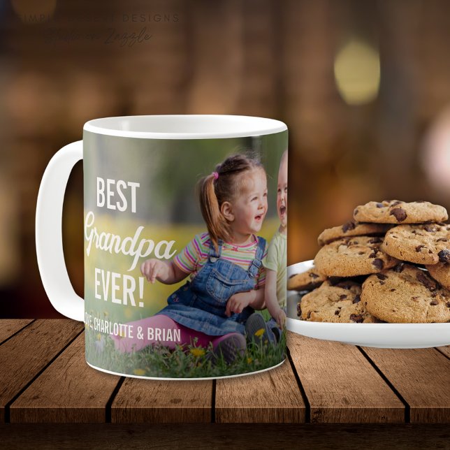 Cute Full Photo Best Grandpa Coffee Mug (Cute Best Grandpa Ever Coffee Mug for Granfather on Father's Day Grandparents Day or Birthday)