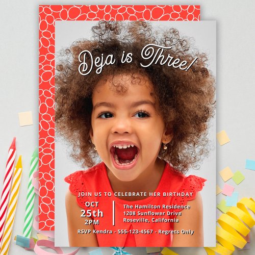 Cute Full Photo Childs Birthday Party Invitation