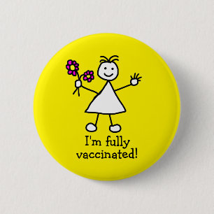 Cute Fully Vaccinated Cute Yellow Button