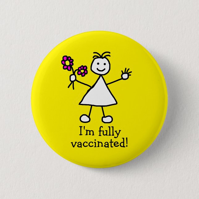 Cute Fully Vaccinated Cute Yellow Button (Front)