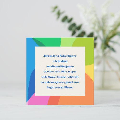 Cute Fun Abstract Rainbow Modern Baby Shower Invitation