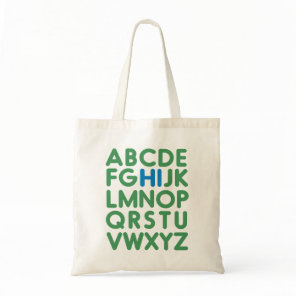 Cute Fun Alphabet Typography Blue Green Library Tote Bag
