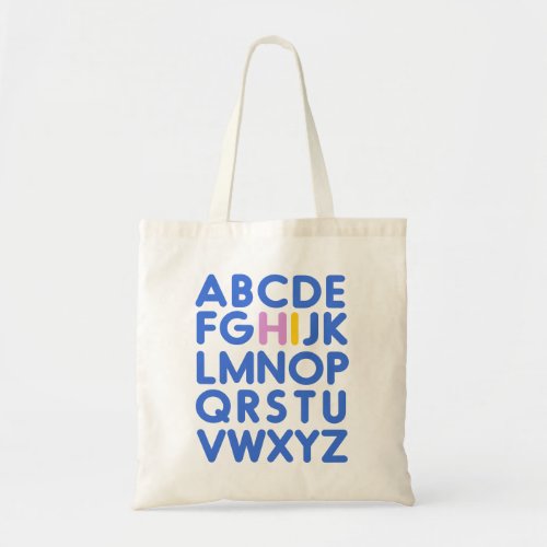 Cute Fun Alphabet Typography Blue Library Book  Tote Bag