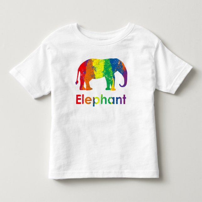 Cute, Fun, and Colorful Rainbow Elelphant Toddler T-shirt (Front)