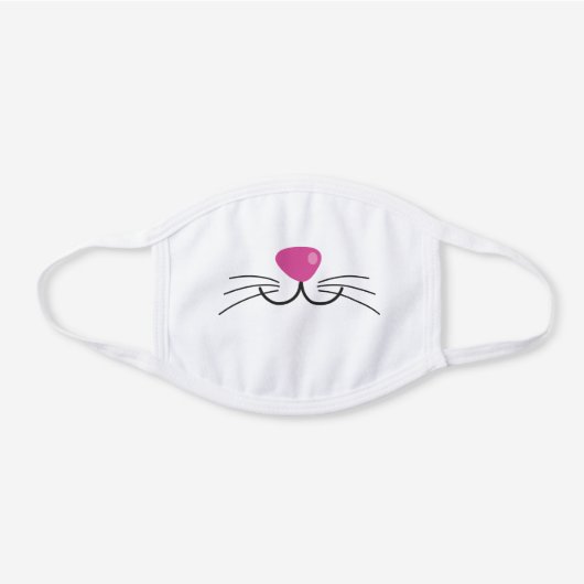 Cute Fun Animal Cat Face White Cotton Face Mask (Front)