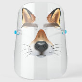 Cute Fun Animal Fox Bushy Eyebrows, Furry Ears - Face Shield (Front)