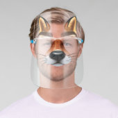 Cute Fun Animal Fox Bushy Eyebrows, Furry Ears - Face Shield (Insitu)