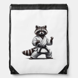 Cute Fun Animal Humor Raccoon  Martial Arts Drawstring Bag