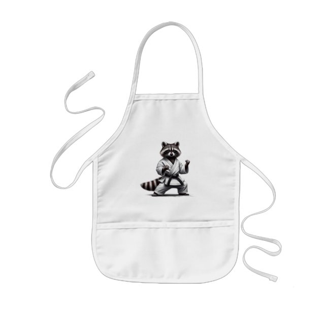 Cute Fun Animal Humor Raccoon  Martial Arts Kids' Apron (Front)