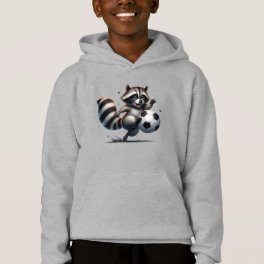 Cute Fun Animal Humor Raccoon Playing Soccer Hoodie
