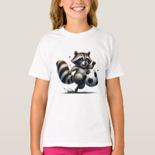 Cute Fun Animal Humor Raccoon Playing Soccer T-Shirt
