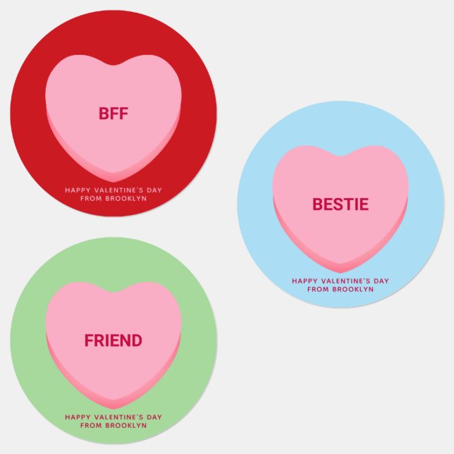 Cute fun assorted friendship conversation hearts labels (Group)