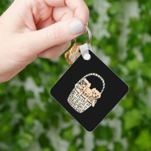 Cute Fun Basket of Puppies Dog Labrador Keychain